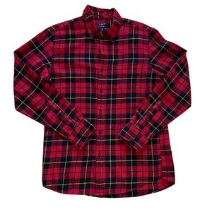 J. Crew Flannel Shirt Red Black Plaid 100% Cotton Chest Pocket Men's Medium